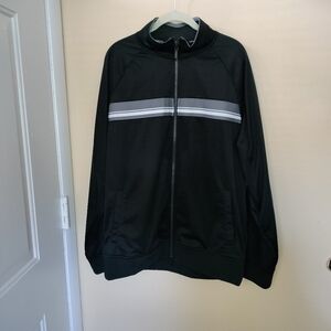 Athletic Works Mens Two Way Zipper Jacket L Black Gray  Walking Outdoors